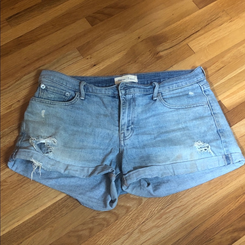 GAP Light Blue Distressed Denim Women's Shorts